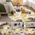 thumbnail image 5 of Yellow Ombre Spring Floral Round Area Rug 3.3Ft Washable Circle Rugs for Dining Room Table, Summer Botanical Flowers Non-Slip Carpet Floor Mats Indoor Outdoor Carpet Runner Aesthetic Home Decor, 5 of 8