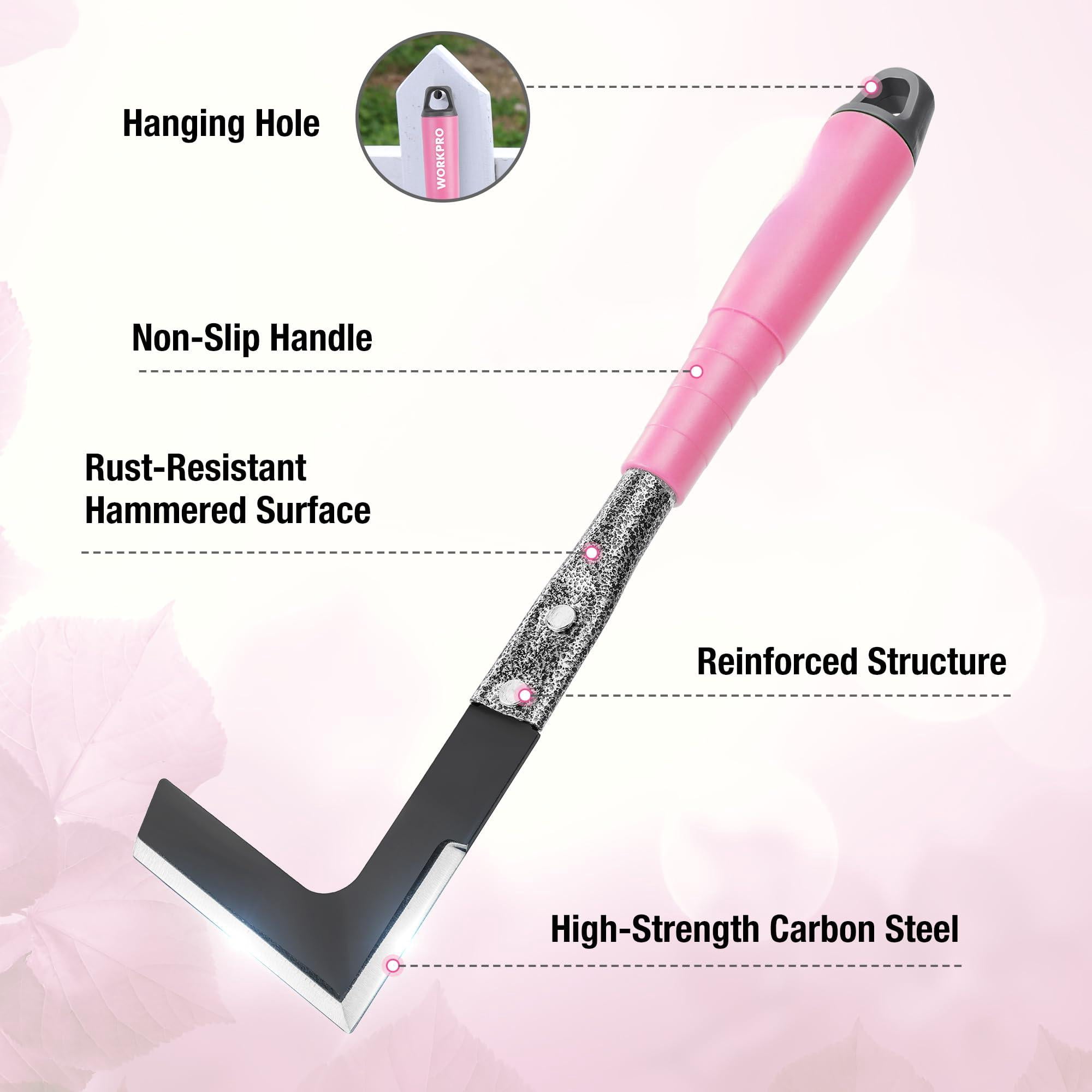 6-piece Pink Garden Tool Set  Heavy Duty Gardening Hand Tools With Soft Rubber Handle Including Trowel Rakes 2-in-1 Hoe And Crack Weeder Ideal Gifts For Men Women