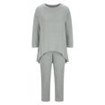 thumbnail image 4 of UAMVSH Oversized Sweatsuit for Women Ribbed 2 Piece Knitted Outfits Plus Size Casual High-Low Pullover Tops Long Pants Lounge Matching Sets(XX-LargeGray), 4 of 5