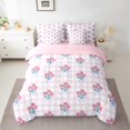 thumbnail image 2 of Homewish Girl Lovely Bowknot Ribbon 7pcs Bedding Comforter Set,Cartoon Flower Geometric Checkered Queen Bedding Sets,Pink Blue Queen Sheet Sets For Kids,Ultra Soft Home Decor Reversible, 2 of 8