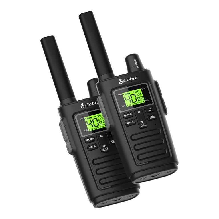 Cobra Two-Way Radios (Pair) Rugged Water Resistant Walkie Talkies, up to 32 mile Extended Range & 40 Channels, NOAA Weather Chanels and Weather Alerts - Walmart.com