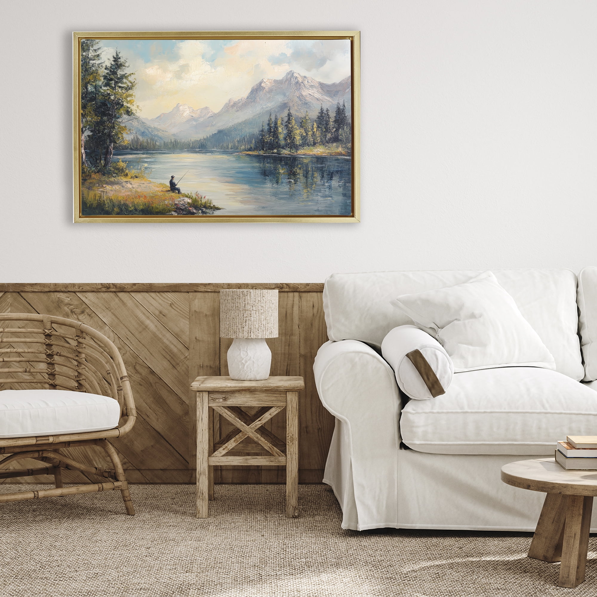 Stupell Industries Secret Fishing Spot Gold Framed Floater Canvas Wall Art, design by Petal Prints Design