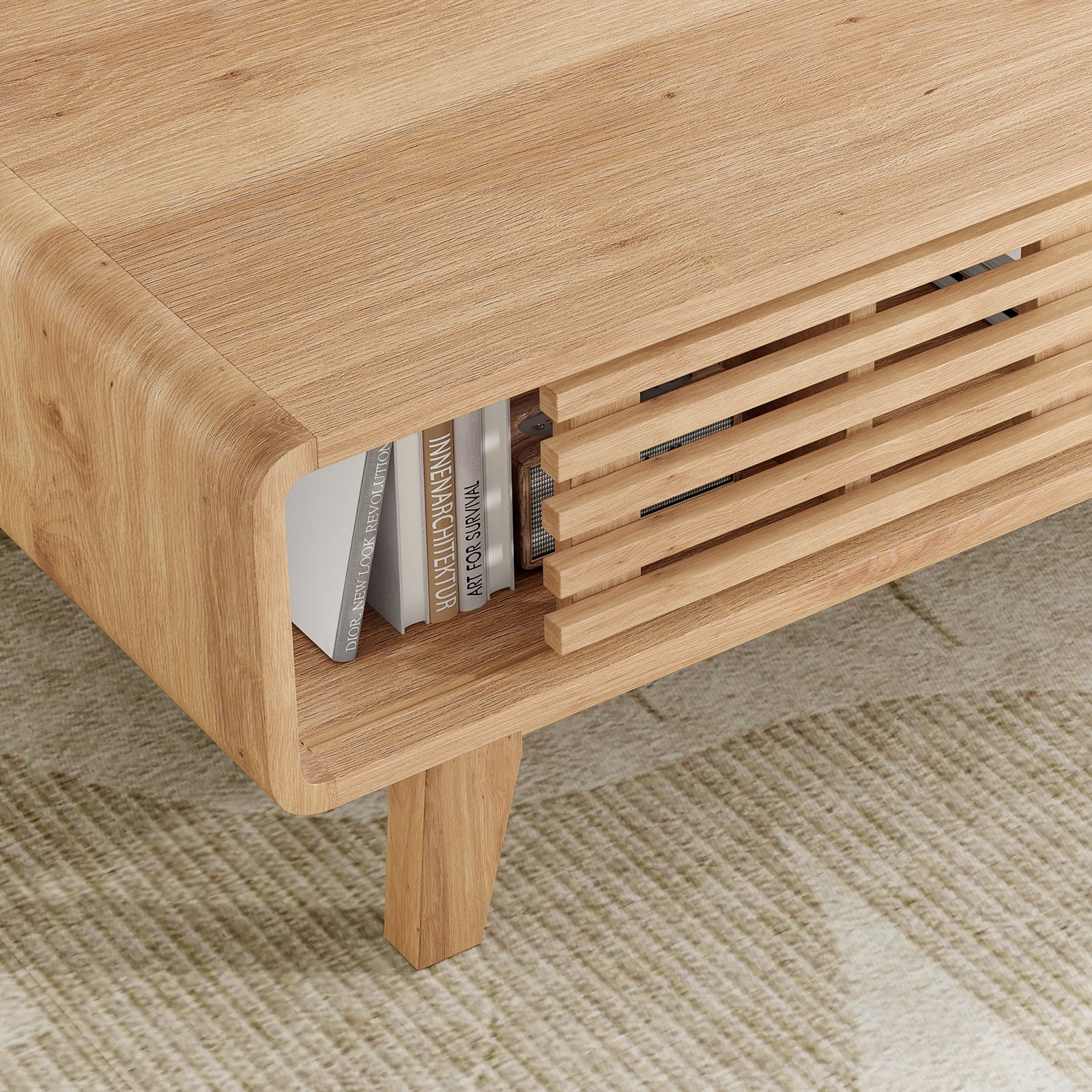 Hommoo Multifuction Lift Top Coffee Table with Storage Wooden Convertible Coffee Table for Living Room, Oak