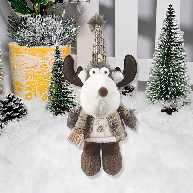 Light-Up Christmas Snowman Doll with Santa & Reindeer - Battery-Operated Holiday Decor for Home, Office & Party