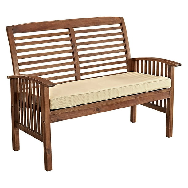Walker Edison Acacia Wood 4 ft. Patio Loveseat Bench