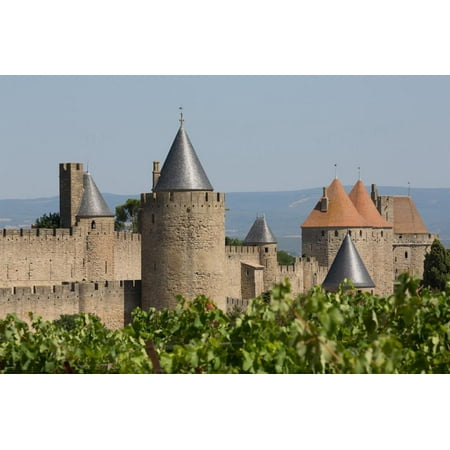 The Medieval Walled Town of Carcassonne, Languedoc-Roussillon, France, Europe Print Wall Art By Martin