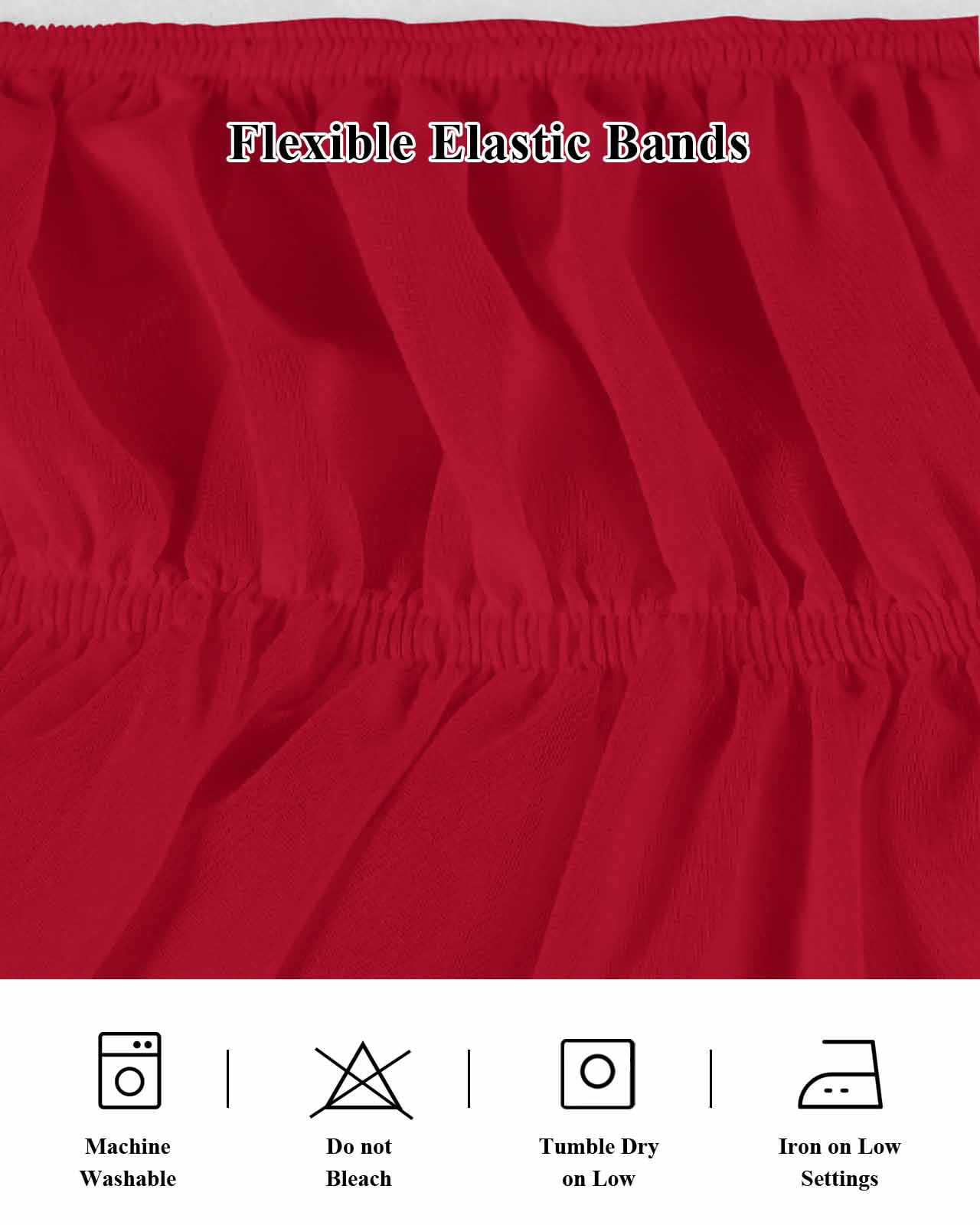 Solid Color Bed Skirt King Size 16" Drop Red Ruffled Wrap Around Bed Skirts Adjustable Elastic Bedskirt Dust Ruffle for King Size Bed