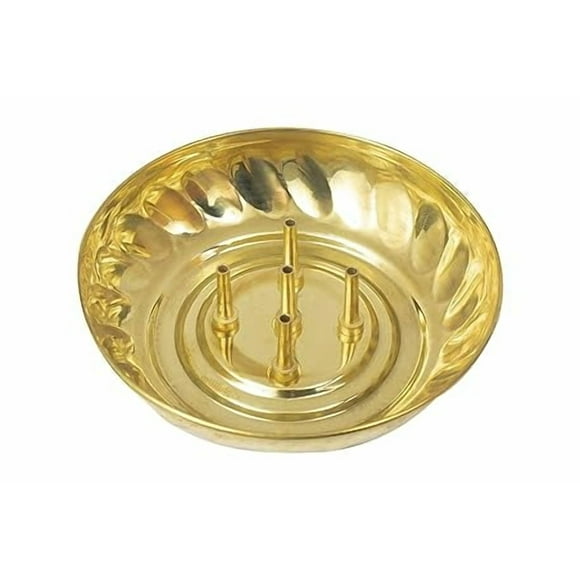 Swadeshi Desire Brass Incense Stick Holder Stand | Holder | Burner with Ash Catcher Agarbatti | Batti Stand | Plate | Dhup | Dhoop Best for Puja | Pooja Your Mandir Home & Office Decoration - Bowl