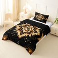 thumbnail image 2 of Homewish Black Gold Bohemian Twin Comforter Sets,Boho Exotic Style Bedding Set,Black Reversible,2pcs,1 Comforter and 1 Pillowcase, 2 of 7