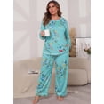 thumbnail image 4 of Cueply Women's Plus Size Pajama Set Long Sleeve Pjs Long Pants Sleepwear Two Piece Loungewear with Pockets, 4 of 7