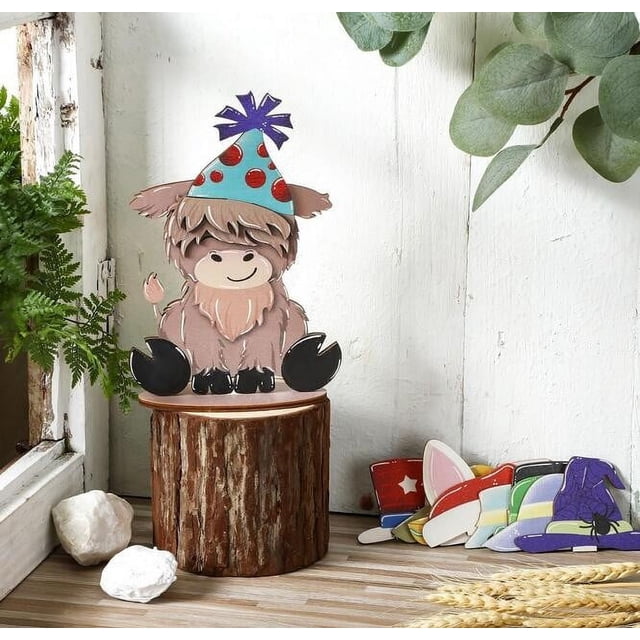 onlyliua ¡ Ofertas Del Día Liquidación Prime! Bandeja Decorativa de Madera con Forma de Las Tierras Altas y Sombreros Intercambiables para Productos Lácteos.