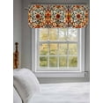 thumbnail image 3 of Burnt Orange Green Curtain Valances for Windows, Vintage Abstract Flowers Kitchen Valance Window Treatment, Light Filtering Block Curtains for Bathroom/Bedroom/Living Room 42'' x 18'', 3 of 9