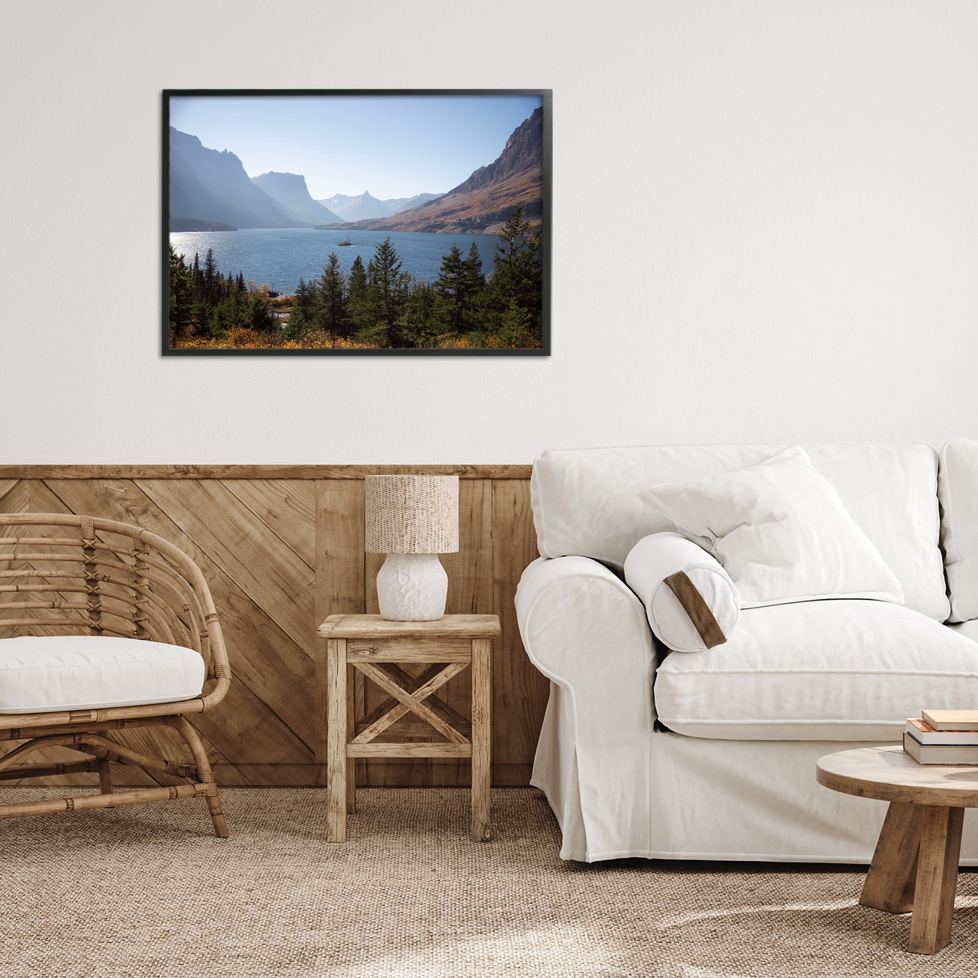 Stupell Industries Cliffs Overlooking Lake Black Framed Giclee Art, design by Carol Robinson