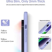 Liquid Silicone Case for iPhone 14, [True Liquid Silicone] [Anti Fingerprint] 4 Layer Phone Case Protective Cover, Full Coverage Around Camera & Built-in Microfiber, 6.1, Purple