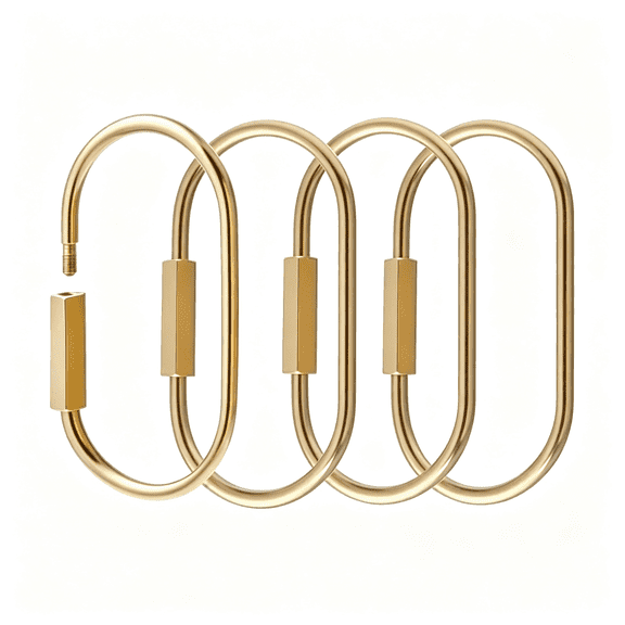 ZHZFKQ 4 Pcs Locking Carabiner Key Rings for Keys,Gold Carabiner Keychain Clip,Screw Lock Keychain Organizer,Purse Bag Charms,Brass Keychain Making Kit Gold