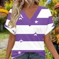 thumbnail image 4 of Sexlip Women's Top V-Neck Short Sleeve Loose Fit Comfortable Wear Daily Wear Essential Durable Quality Fashion Forward Purple XXL, 4 of 6