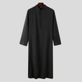 thumbnail image 3 of INCERUN Men's Long Sleeve Button Up Stand Collar Kaftan Solid Color Middle East Kaftan Robe, 3 of 6