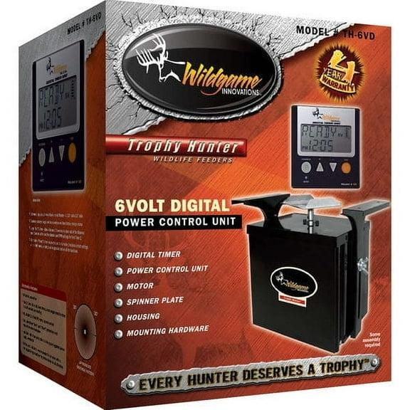 WILDGAME INNOVATIONS Trophy Hunter 6V Digital Feeder Kit , Weather-Resistant Durable Easy-to-Use Digital Power Control Unit for Hunting Game Feeder