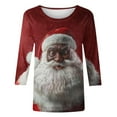 thumbnail image 5 of HOMBOM Christmas Tops for Women Cute Festive Plus Size 3/4 Sleeve Ugly Christmas Females Tee Shirts Crewneck, 5 of 5