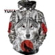 thumbnail image 3 of Sudadera unisex con estampado 3D de lobo, sudadera con estampado de animales, ropa de calle para hombre, 3 of 5