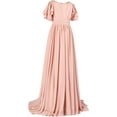 thumbnail image 4 of Drtj 2-14T Kids Teens Junior Flower Girl Wedding Bridesmaids Flowy Chiffon Ruffles Sleeve Pageant Long Dress, 4 of 7