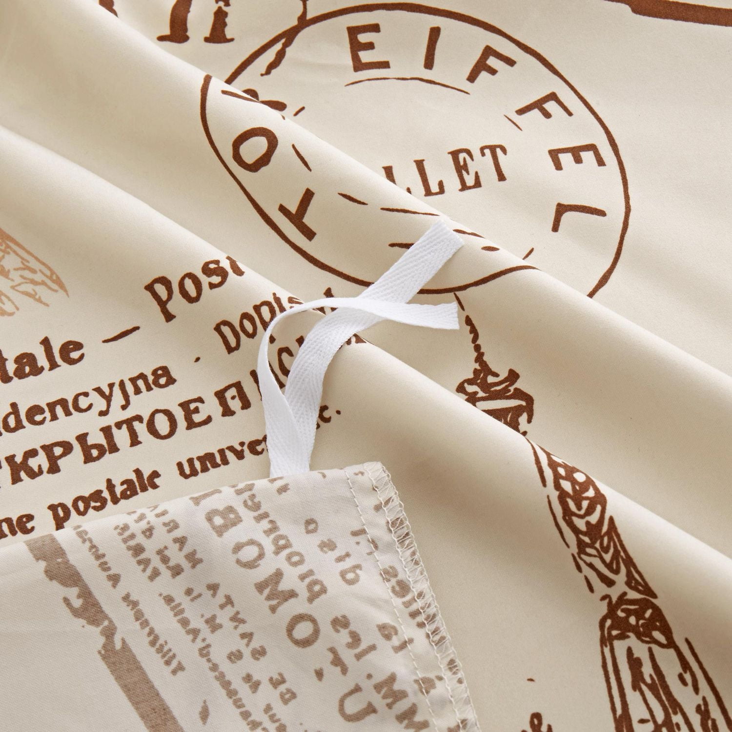 Marina Decoration Ultra Soft Silky Zipper Rich Rayon from Bamboo All Season Printed Duvet Cover Set with Pillowcase, Eiffel Tower Ivory Pattern