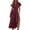 Red, variant on Women Fashion Summer Sleeve Pleated Printed Short Sleeved V-Neck Pocket Waist Dresses