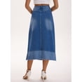 thumbnail image 4 of DARING DIVA Women's Denim Maxi Contrast Panel A Line Long Jean Skirts Small Blue, 4 of 7