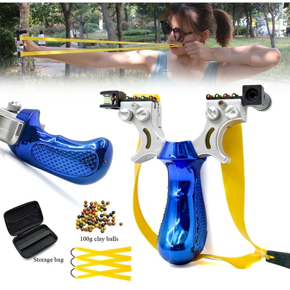 Slingshot with 3 Rubber Bands, Slingshot Ammo and Sight, Resin Hunting Slingshots for Adults and Teenager, Slingshots for Hunting with Lasers, Blue