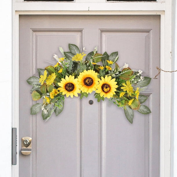 Arco de flores para boda, corona de primavera y verano, girasol, guirnalda floral artificial decorativa para interiores y exteriores, telón de fondo