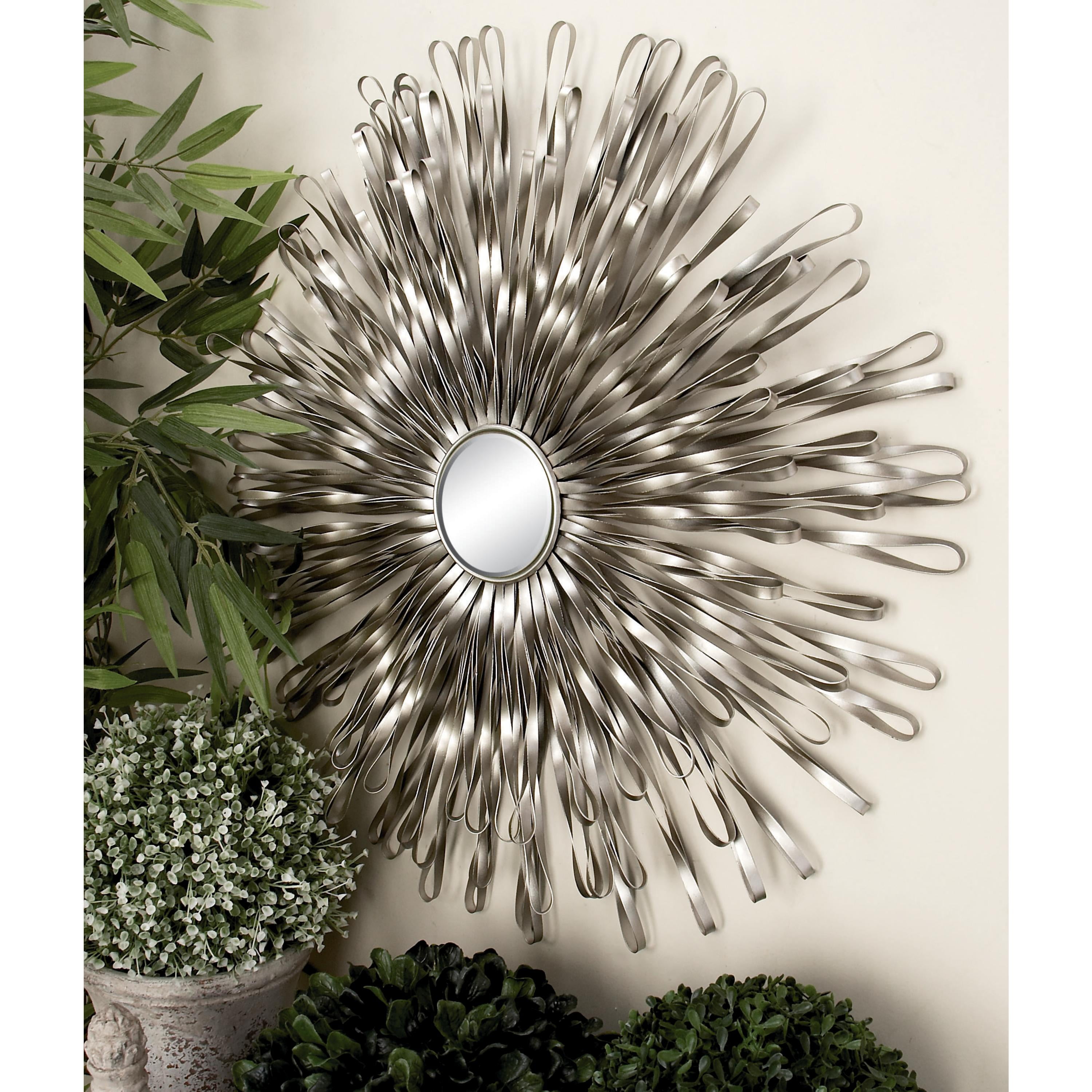 Free Shipping! DecMode Silver Metal 3D Looped Sunburst Wall