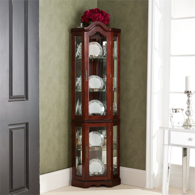 Lighted curio corner cabinet discount