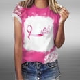thumbnail image 4 of IROINNID Pink Breast Cancer Top for Women Breast Cancer Awareness Round Neck Printing Blouse Short Sleeve T-Shirt Casual Summer Tops,Pink, 4 of 5