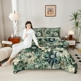 thumbnail image 4 of Feelyou Green Botanical Flower Bedding Comforter Set, Rustic Plant Print Twin Comforter Sets, Western Mid Century Fashion Reversible Bedding Set, Microfiber Bedroom Decor, 2pcs, 4 of 8