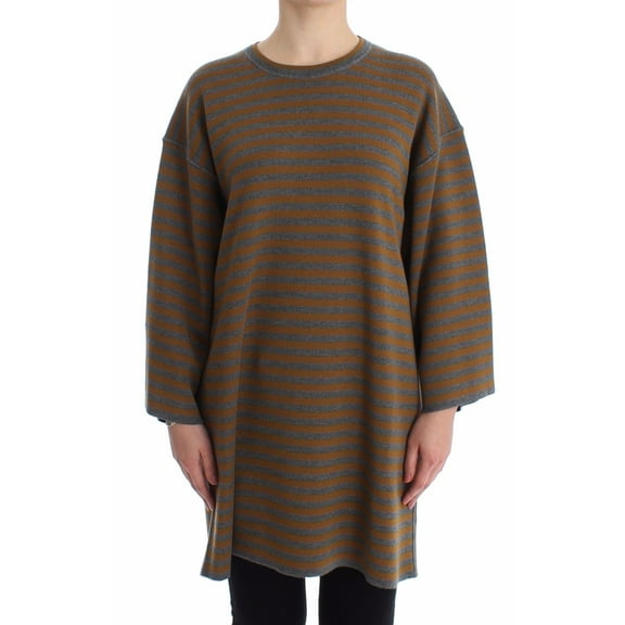 Dolce  Gabbana Oversized Gray Yellow Striped Sweater Top