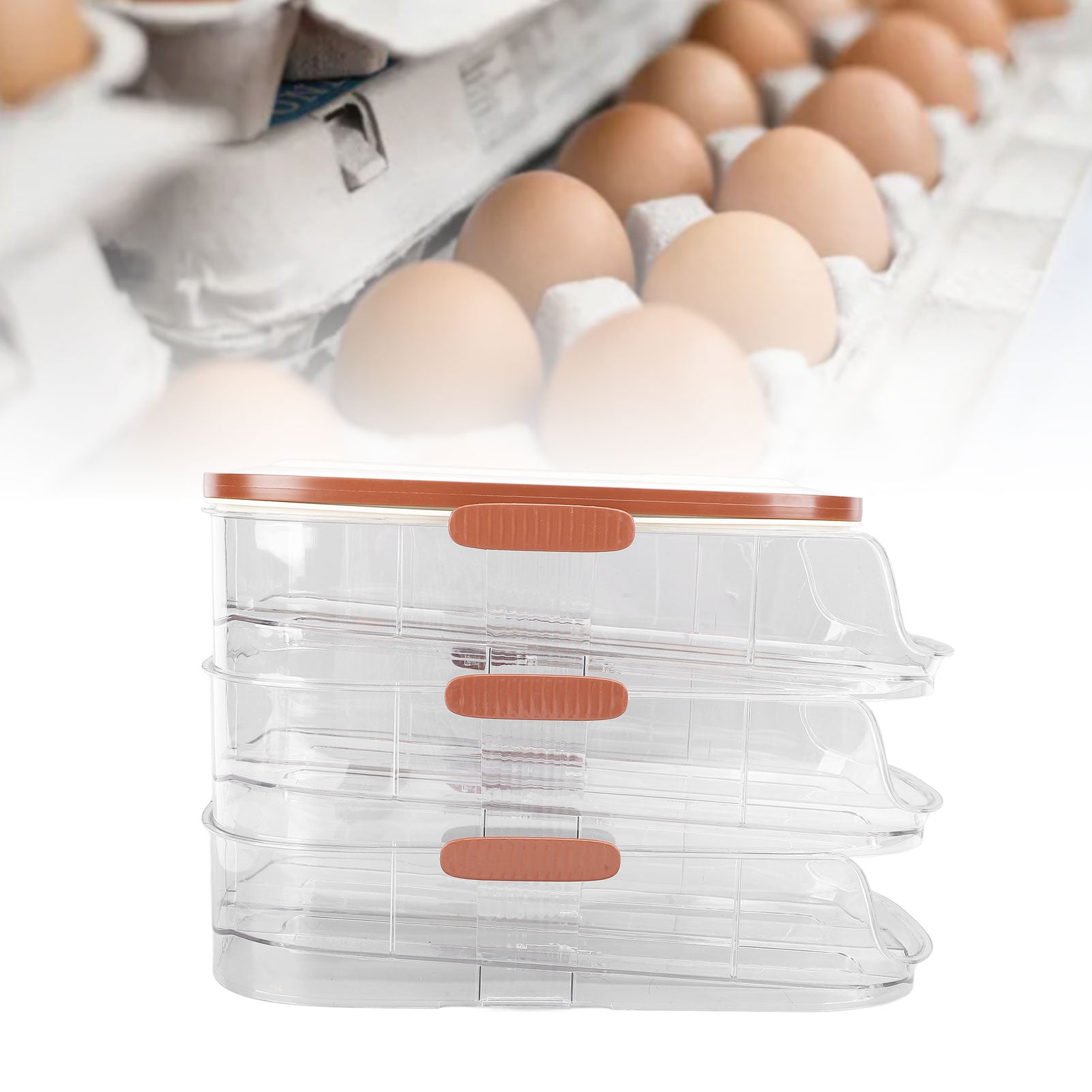 Egg Storage Container, Egg Organizer 3 Layer Carrying Handle  For Refrigerator