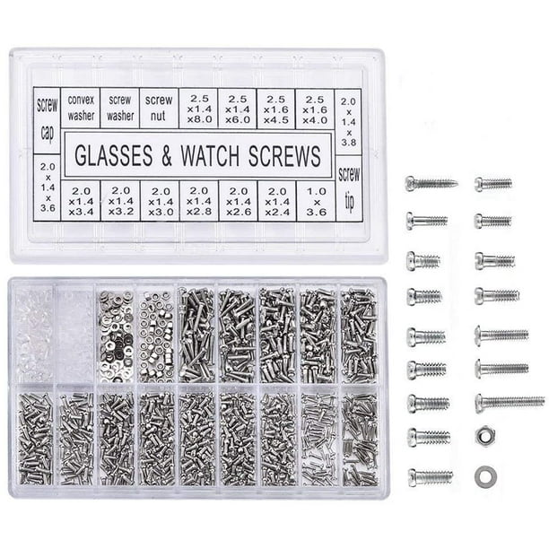 1000Pcs Micro Glasses Shaped Mini Sunglasses Assortment Screw Watch Nut Repair Kit For Stainless