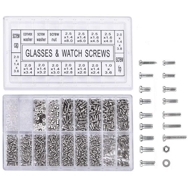 Tornillos para gafas de Acero inoxidable kit de reparación de tornillos para gafas de sol 1000 unidades