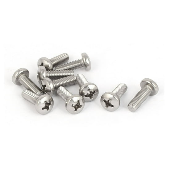 Unique Bargains 10 Pcs M6x18mm 316 Stainless Steel Phillips Pan Head Machine Screws Silver Tone