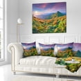 thumbnail image 3 of Designart Purple Sky and Green Mountains - Landscape Photo Throw Pillow - 16x16, 3 of 5
