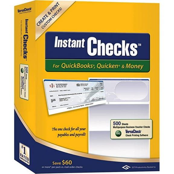 Instant Checks for QuickBooks, Quicken  Money: Form #1000 Business Voucher - Blue Graduated 500pk