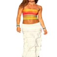 thumbnail image 4 of Women Wrap Chest Tube Tops Print Boat Neck Strapless Tank Tops Summer Backless Bandeau Crop Tops, 4 of 7