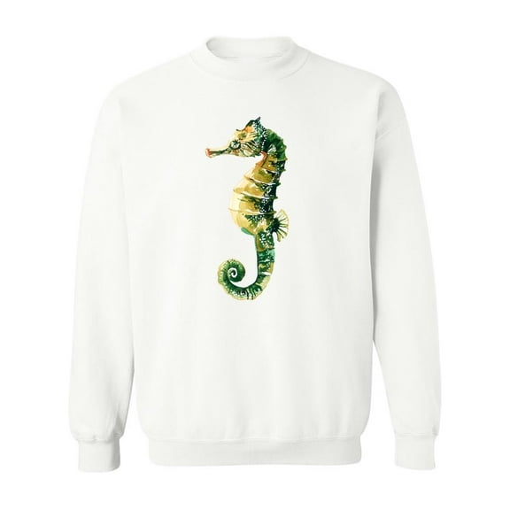 Green Watercolor Seahorse . Sweatshirt Men -Image by Shutterstock, Male 5X-Large