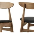 thumbnail image 4 of Chelsea Lane Mid Century Modern Black Faux Leather Wood Side Chairs, Set of 2, Ash Finish, 4 of 5
