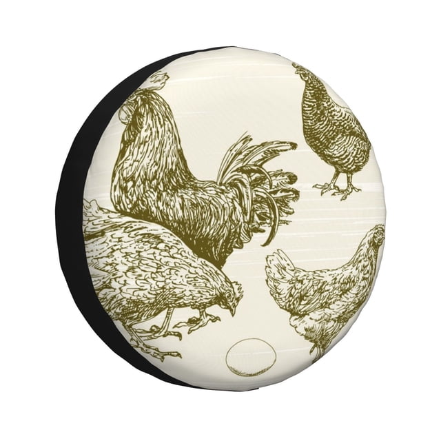 Fotbe Chickens Funda de Llanta de Repuesto con Estampado, Engrosada, Ajuste Universal para Jeep, Remolque, RV, SUV, Camión-17 inch