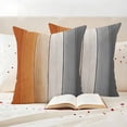 thumbnail image 3 of Orange Grey Pillow Covers 2 Pack Gradient Wood Grain Farmhouse Retro Striped Pillowcase Waterproof Outdoor Throw Pillow Cover for Patio Garden Square Cushion 16”x16”, 3 of 9