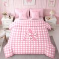 thumbnail image 2 of Erosebridal Chic Satin Bow Ribbon Full Size Bedding Sets for Girls, Romantic Floral Print Full Size Bed in a Bag, Pink Reversible 7 Pieces, 2 of 6