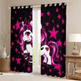 thumbnail image 2 of Erosebridal Unicorn Girls Black Out Curtains For Unicorn Lovers,Cute Pink Stars Print Curtains Pack of 2 (42x63 Each) For Kids, 2 of 7