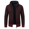 thumbnail image 2 of Tweed Jackets for Men with Hood,Full Zip Sweater Mock Collar Casual Knitted Cardigan with Pockets, 2 of 4