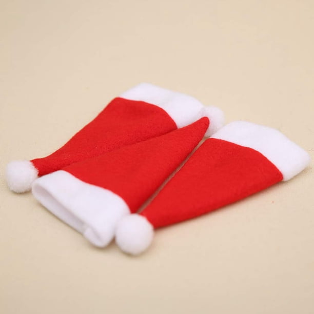 Cubierta de botellas de taza de sombrero de Papá Noel navideño: aprox. 6x12cm / 2,36x4,72 pulgadas; Nuestra funda para botellas con forma de mini gorro de Papá Noel para Navidad está hecha d